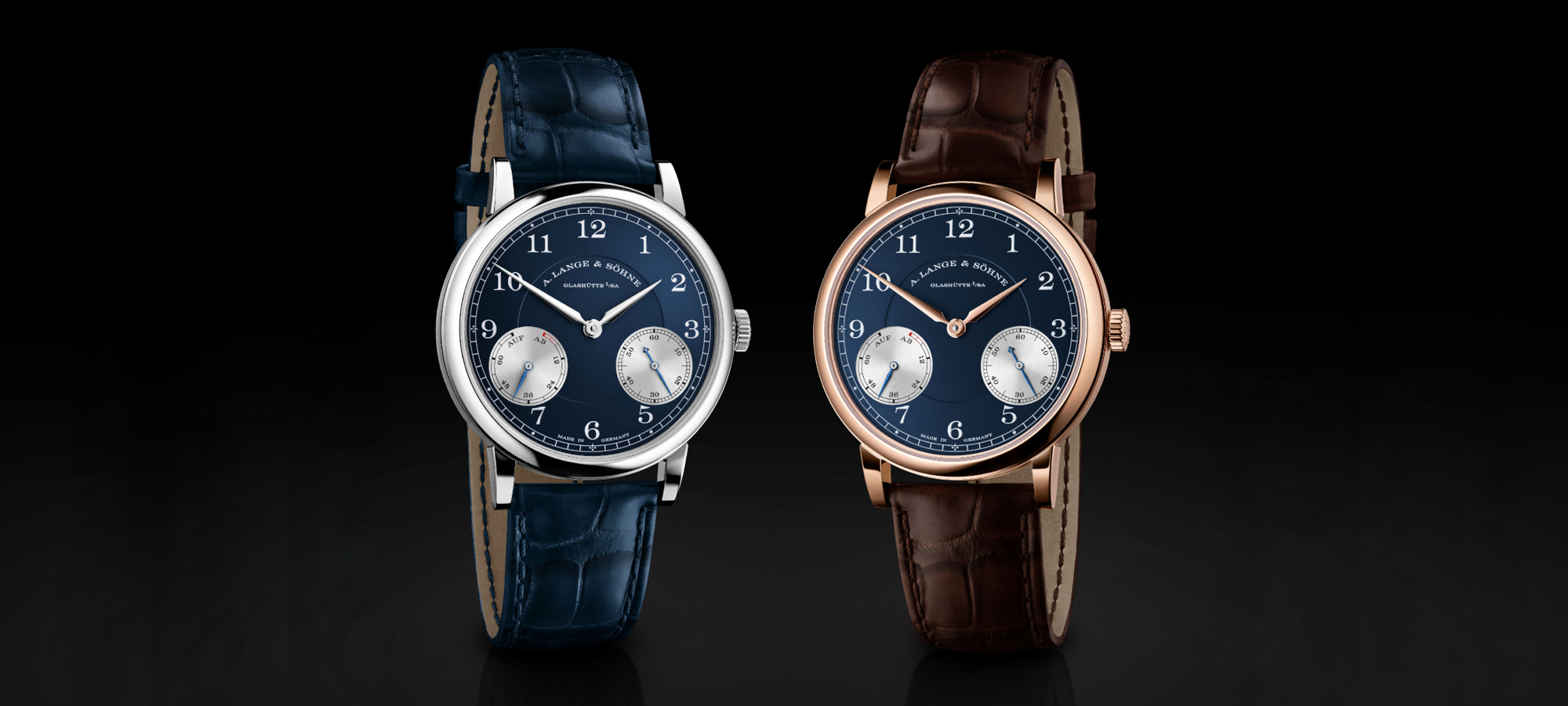 A. Lange & Söhne 1815 Up/Down 244.037 pink gold with blue dial and power reserve indicator